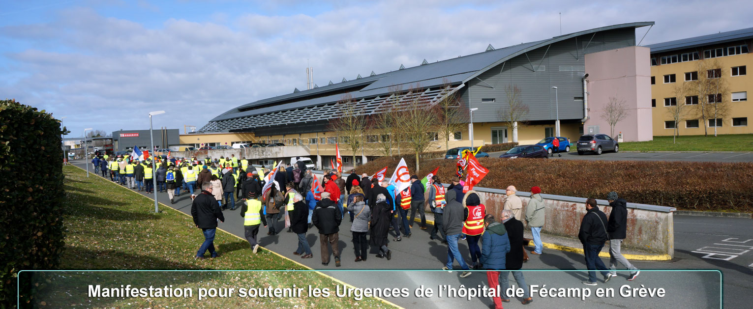 manifestation en soutient de la grève des urgences de l'hôpital de Fécamp le 02 Mars 2019